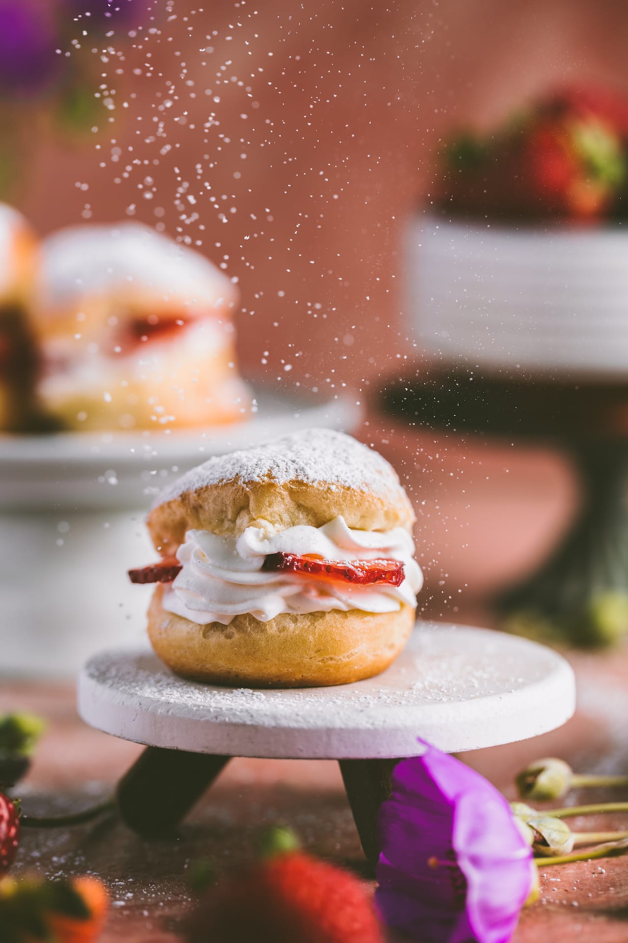 Choux Pastry with mascarpone cheese and strawberries