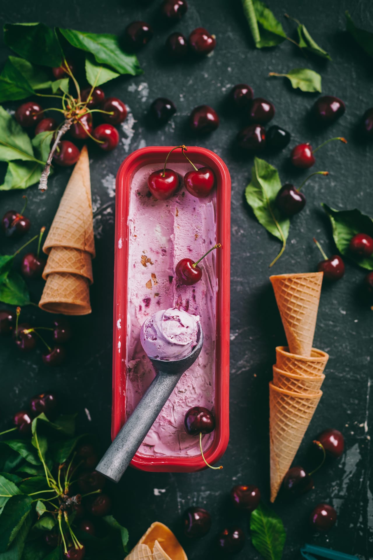 Eggless Cherry Ice Cream!