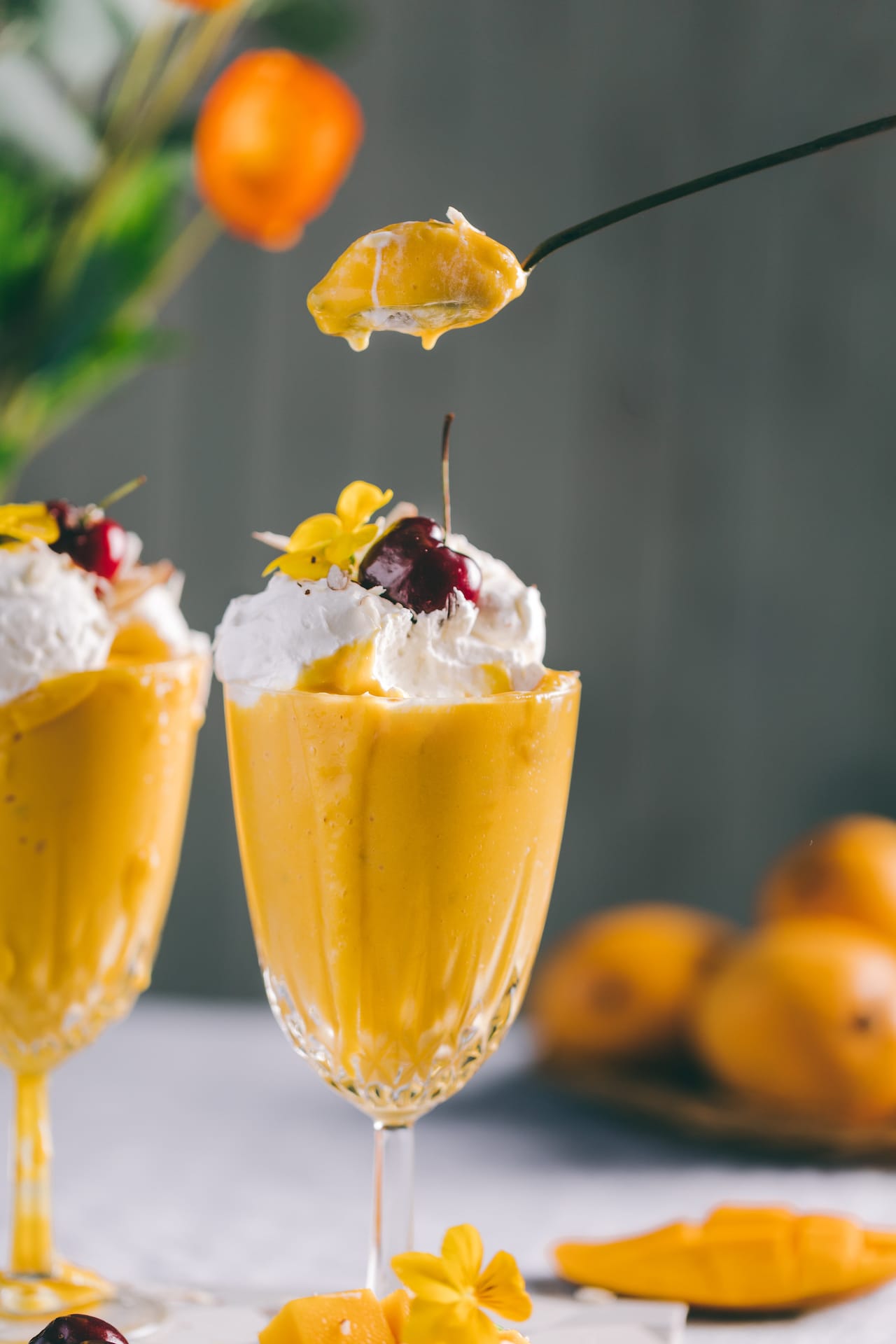 Indian Summer Drink - Mango Milkshake with nuts and cardamoms