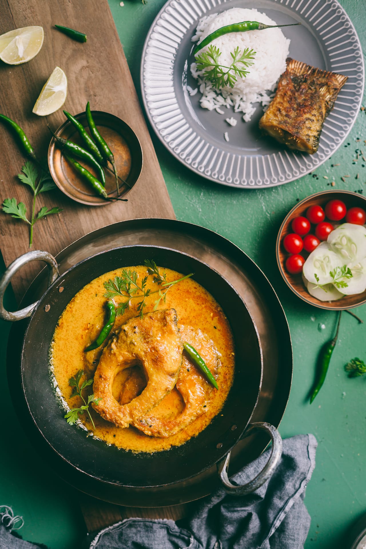 Bengali fish curry with yogurt based gravy