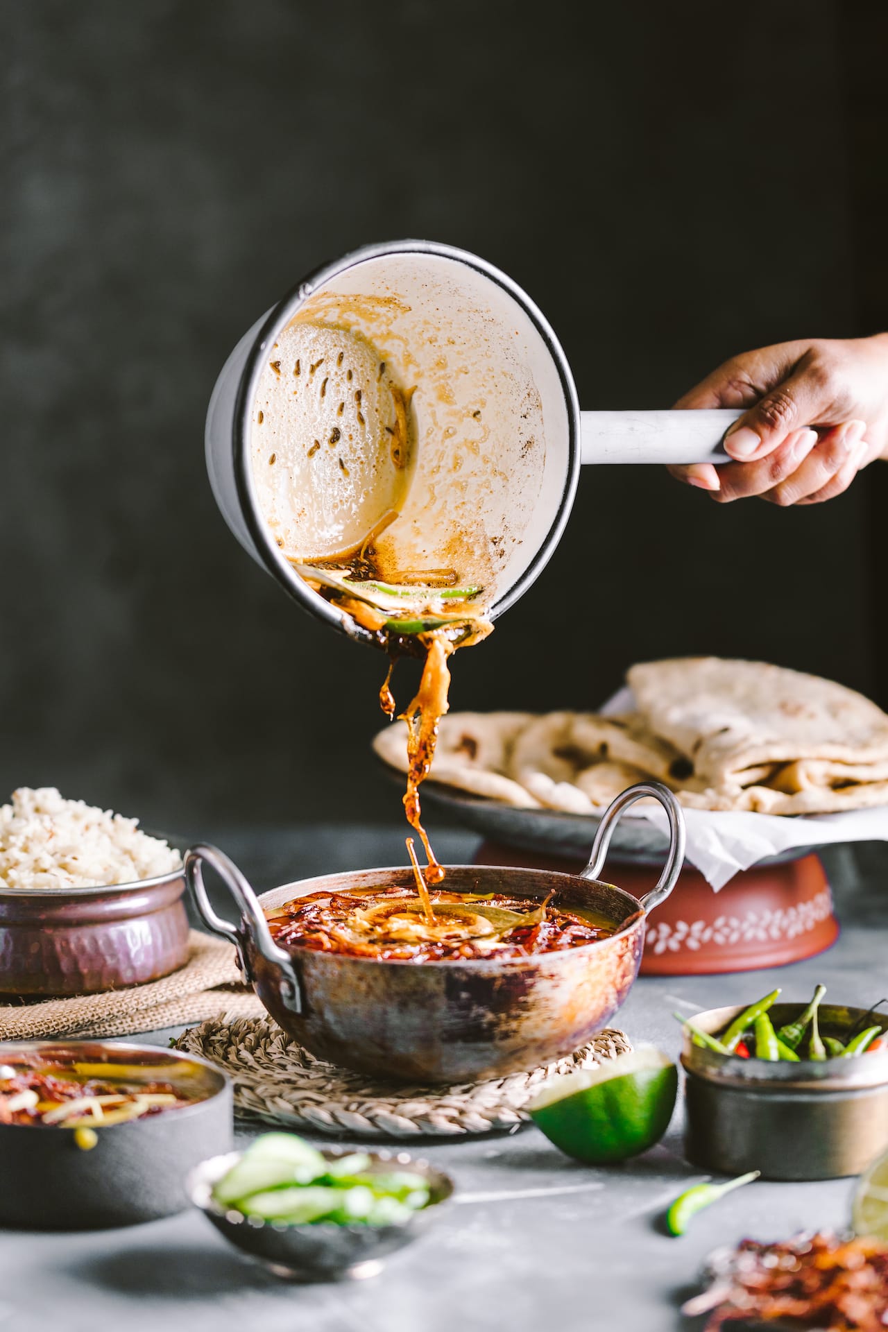 Dal Tadka with rice and bread