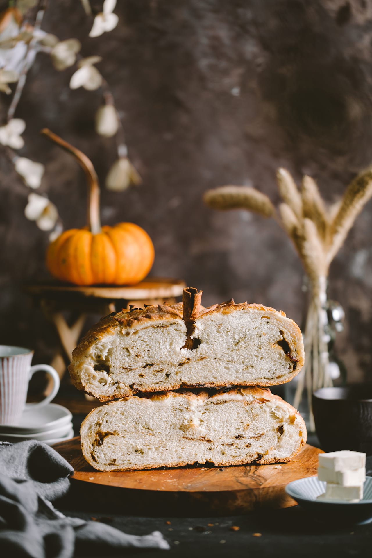 Caramelized Onion Pumpkin Shaped Bread 