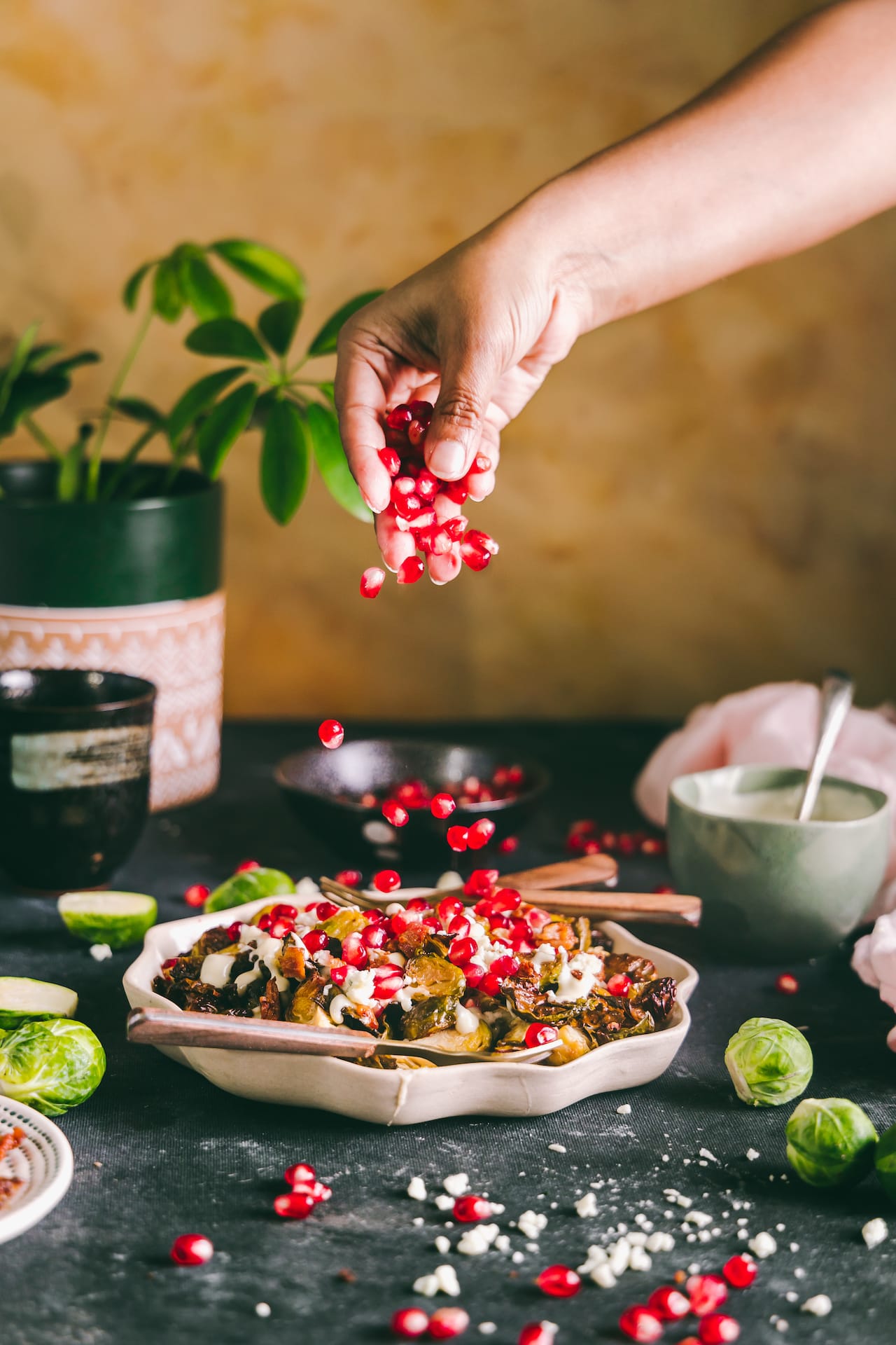 Pomegranate on Brussels Sprouts 