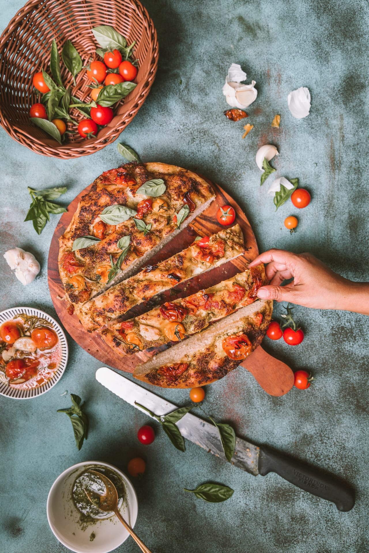 Pesto Tomato Garlic Focaccia Playful Cooking