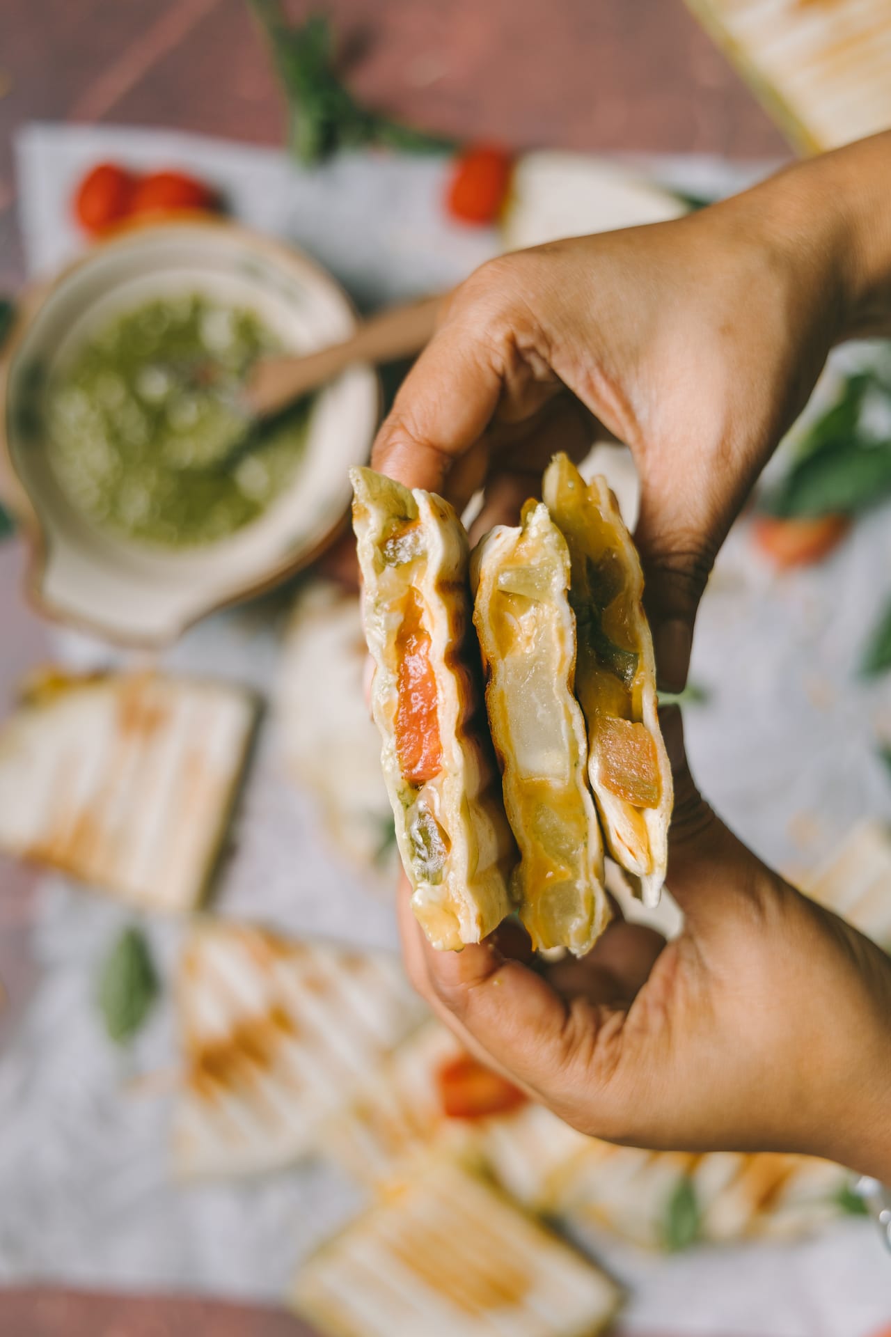 Heirloom Tomato Cheese Quesadilla