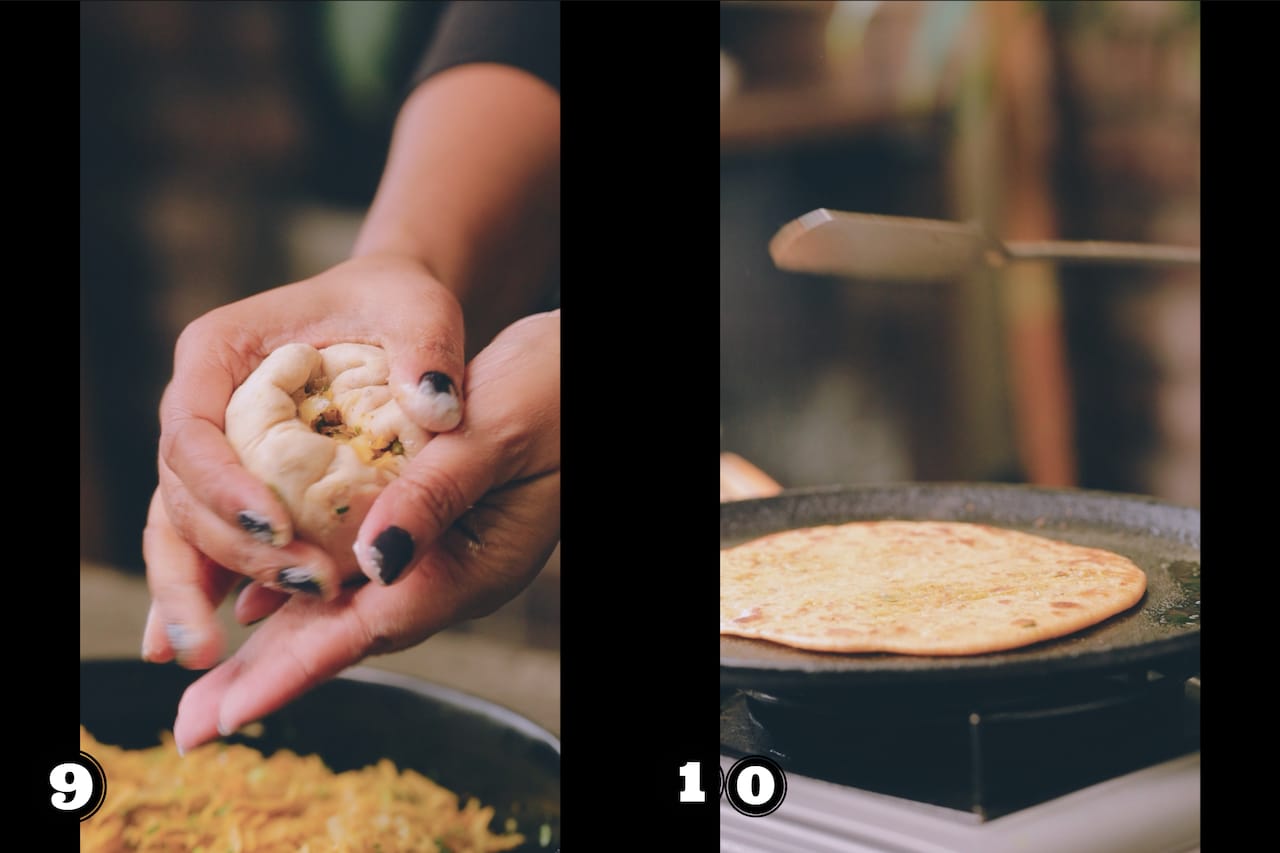 Step By Step Photo to prpeare Stuffed paratha