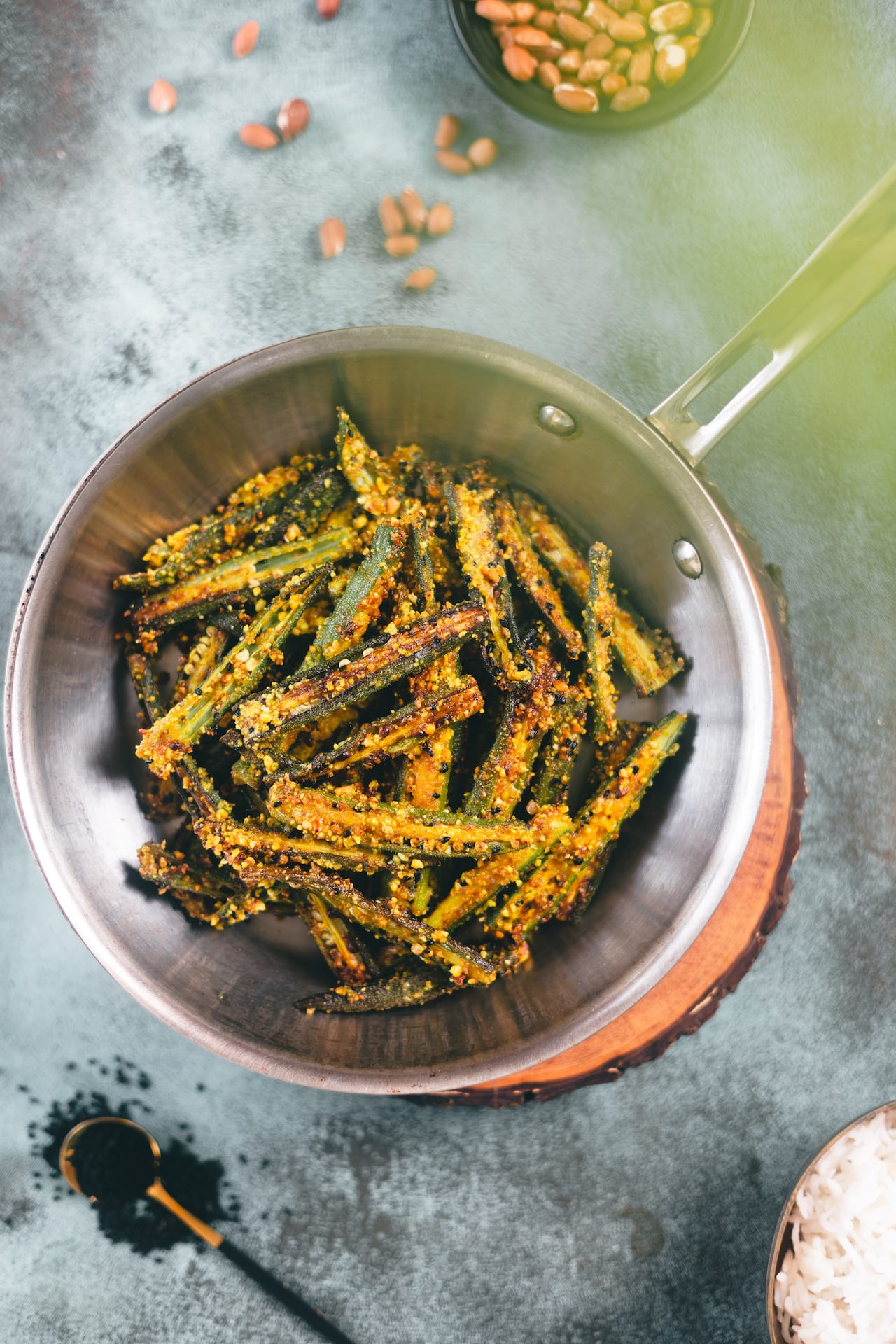Cheena Badam Bhendi - Okra with peanuts