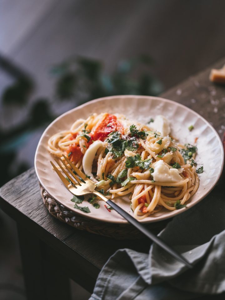 Roasted Tomato and garlic spaghetti