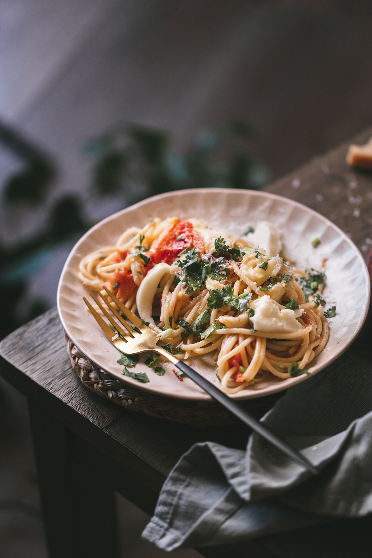 Roasted Tomato and garlic spaghetti