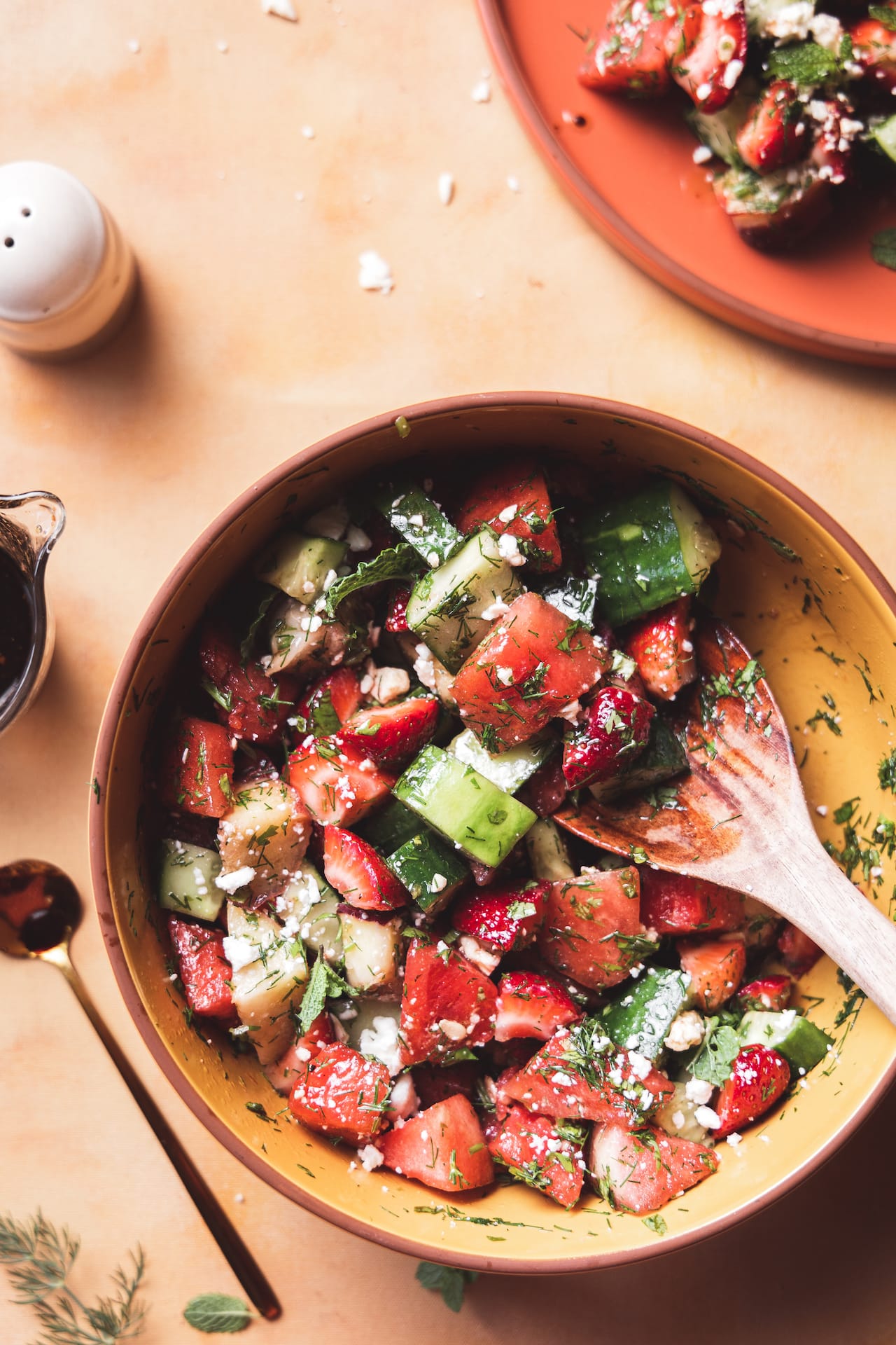 Salmon with watermelon salad