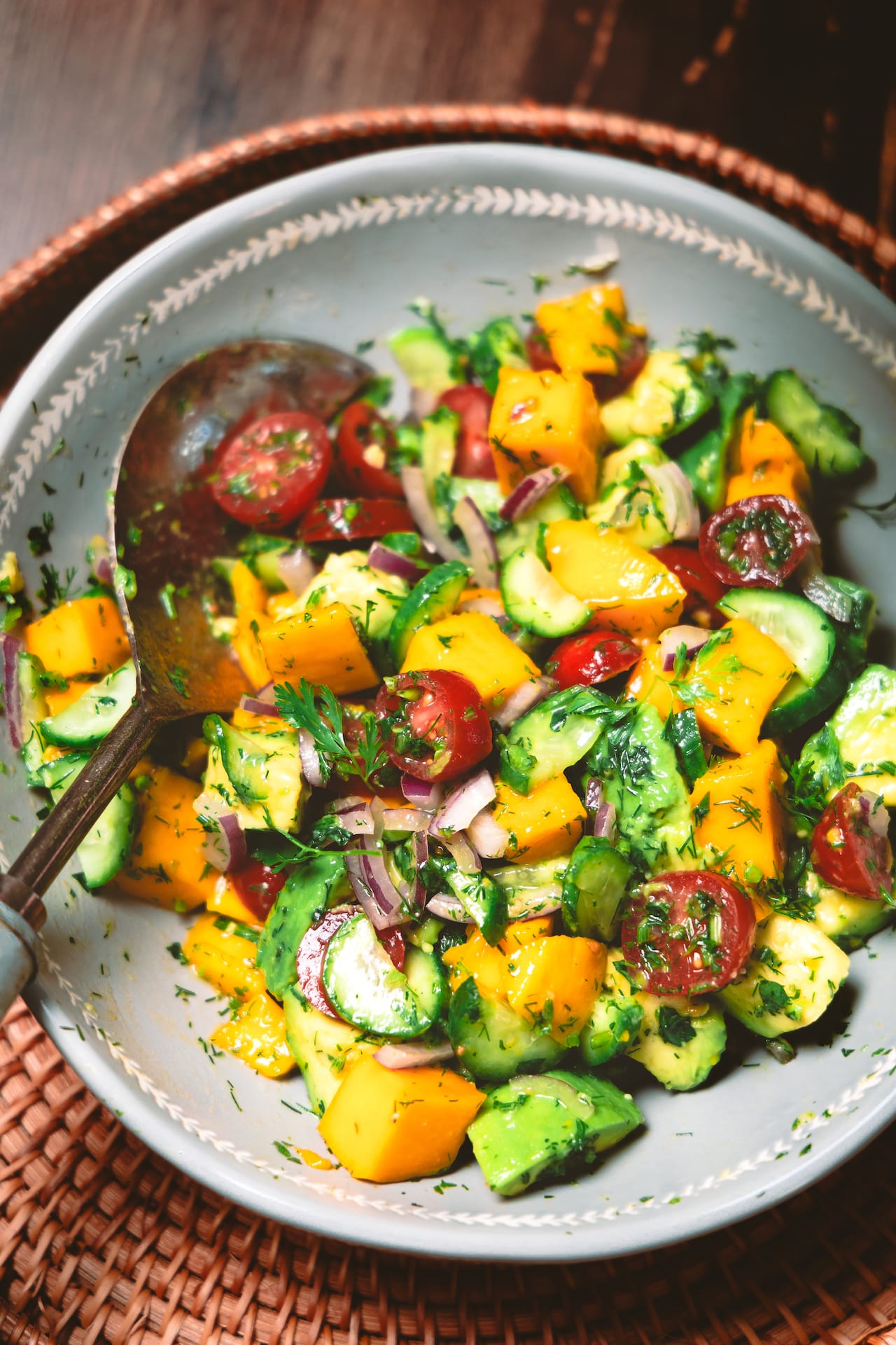 Mango Avocado Salad in a serving bowl